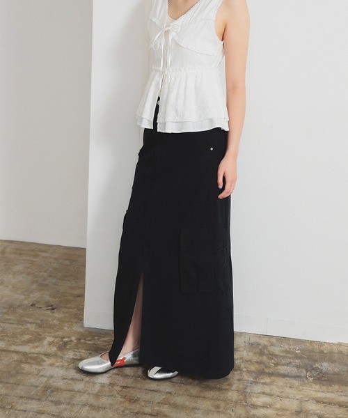 Ray BEAMS（レイビームス）の「カーゴ ポケット タイト スカート（スカート・レディース・ブラック/オリーブ・1/0）」の13枚目の写真