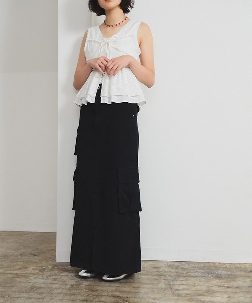 Ray BEAMS（レイビームス）の「カーゴ ポケット タイト スカート（スカート・レディース・ブラック/オリーブ・1/0）」の14枚目の写真