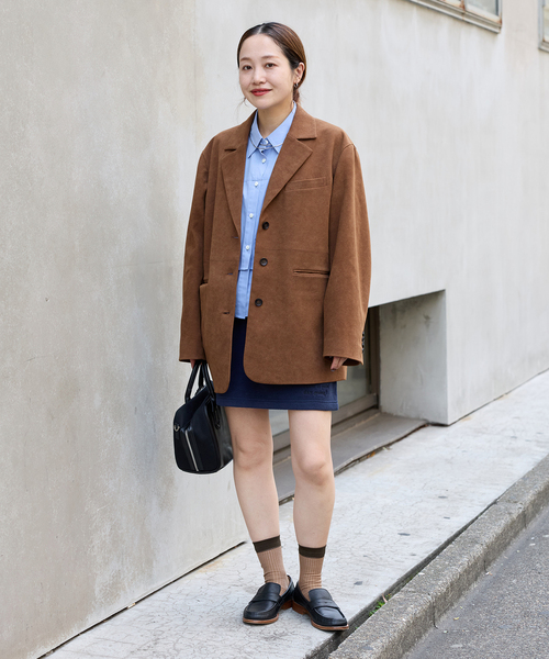 JOURNAL STANDARD（ジャーナルスタンダード）の「フェイクレザー/フェイクスエードジャケット（その他アウター・レディース・ブラウン/キャメル・FREE）」の3枚目の写真