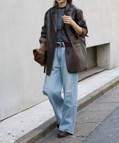 JOURNAL STANDARD（ジャーナルスタンダード）の「フェイクレザー/フェイクスエードジャケット（その他アウター・レディース・ブラウン/キャメル・FREE）」の6枚目の写真