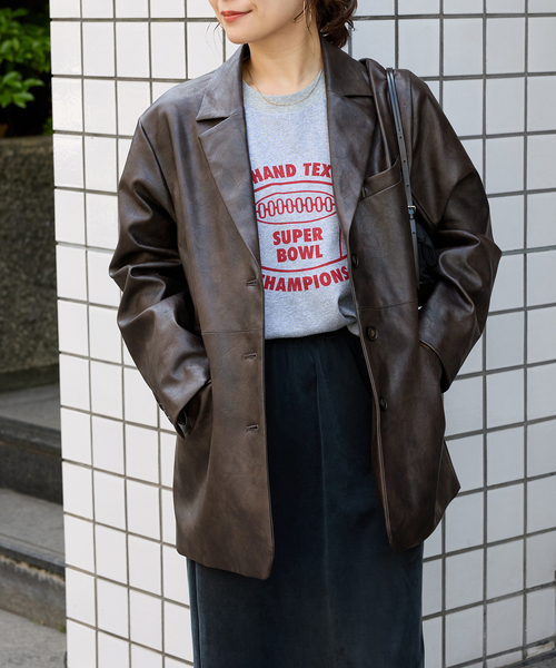 JOURNAL STANDARD（ジャーナルスタンダード）の「フェイクレザー/フェイクスエードジャケット（その他アウター・レディース・ブラウン/キャメル・FREE）」の14枚目の写真