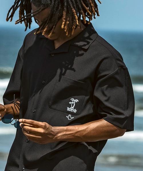 Mark Gonzales（マーク・ゴンザレス）の「【WEB・直営店限定】MARK GONZALES ARTWORK COLLECTION(マーク ゴンザレス)パームツリー刺繍 オープンカラーシャツ 半袖シャツ（シャツ/ブラウス・メンズ・ブラウン/ブラック・M/L/XL）」の6枚目の写真