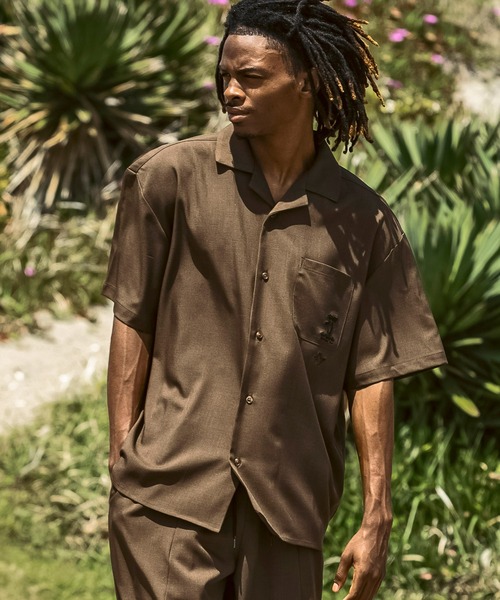 Mark Gonzales（マーク・ゴンザレス）の「【WEB・直営店限定】MARK GONZALES ARTWORK COLLECTION(マーク ゴンザレス)パームツリー刺繍 オープンカラーシャツ 半袖シャツ（シャツ/ブラウス・メンズ・ブラウン/ブラック・M/L/XL）」の11枚目の写真