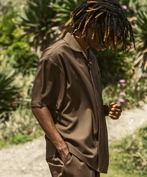 Mark Gonzales（マーク・ゴンザレス）の「【WEB・直営店限定】MARK GONZALES ARTWORK COLLECTION(マーク ゴンザレス)パームツリー刺繍 オープンカラーシャツ 半袖シャツ（シャツ/ブラウス・メンズ・ブラウン/ブラック・M/L/XL）」の12枚目の写真