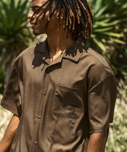 Mark Gonzales（マーク・ゴンザレス）の「【WEB・直営店限定】MARK GONZALES ARTWORK COLLECTION(マーク ゴンザレス)パームツリー刺繍 オープンカラーシャツ 半袖シャツ（シャツ/ブラウス・メンズ・ブラウン/ブラック・M/L/XL）」の14枚目の写真