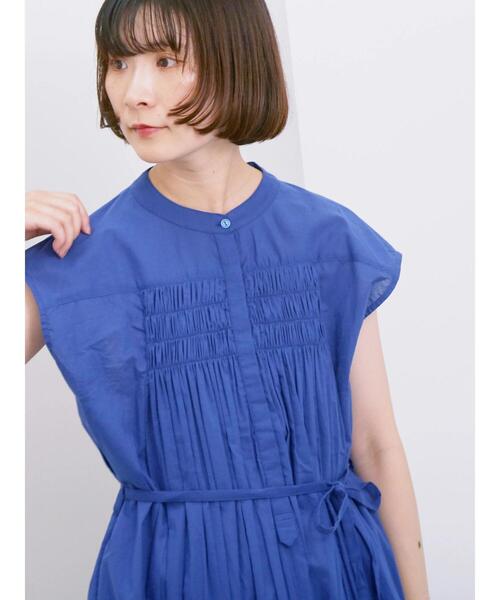 Samansa Mos2 blue(サマンサモスモスブルー)の「【Made in India】シャーリングノースリーブチュニック(シャツ/ブラウス・レディース・チャコールグレー/ブルー/オフホワイト・F)」の19枚目の写真