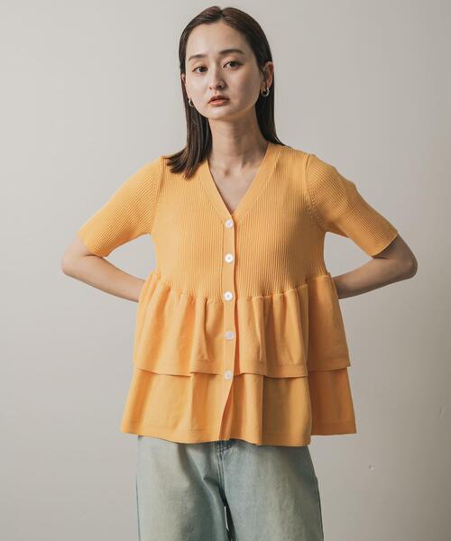 セール】『WEB限定』ペプラムカーディガン(半袖)（カーディガン/ボレロ