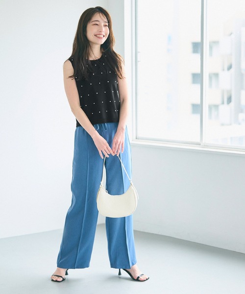 coca（coca）（コカ）の「パールニットトップス（ニット/セーター・レディース・アイボリー/ブラック・S/M/L）」の3枚目の写真