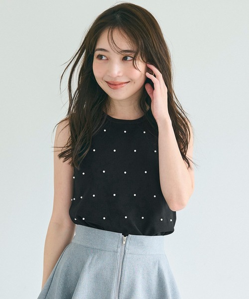 coca（coca）（コカ）の「パールニットトップス（ニット/セーター・レディース・アイボリー/ブラック・S/M/L）」の8枚目の写真