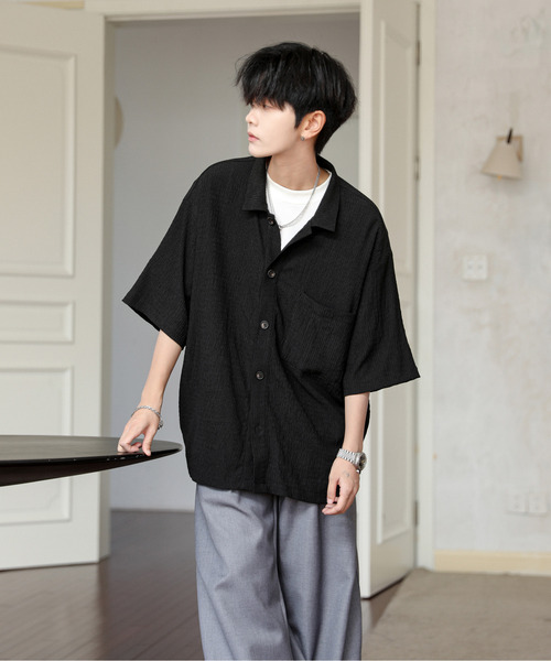 neos(ネオス)の「【neos】ルーズシルエット 楊柳 半袖 シャツ(シャツ/ブラウス・メンズ・ブラウン/ブラック/グリーン・MEDIUM/LARGE)」の7枚目の写真