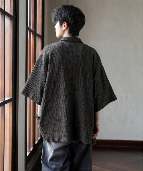 neos(ネオス)の「【neos】ルーズシルエット 楊柳 半袖 シャツ(シャツ/ブラウス・メンズ・ブラウン/ブラック/グリーン・MEDIUM/LARGE)」の14枚目の写真