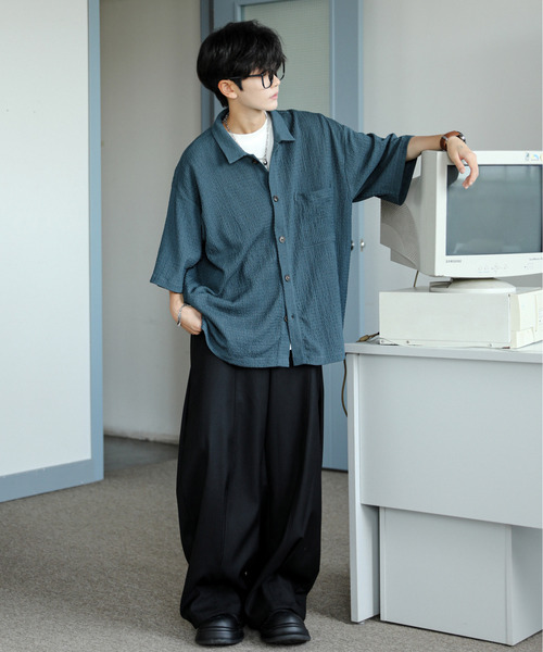 neos(ネオス)の「【neos】ルーズシルエット 楊柳 半袖 シャツ(シャツ/ブラウス・メンズ・ブラウン/ブラック/グリーン・MEDIUM/LARGE)」の17枚目の写真