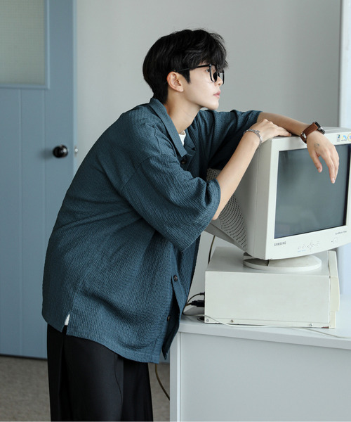 neos(ネオス)の「【neos】ルーズシルエット 楊柳 半袖 シャツ(シャツ/ブラウス・メンズ・ブラウン/ブラック/グリーン・MEDIUM/LARGE)」の18枚目の写真