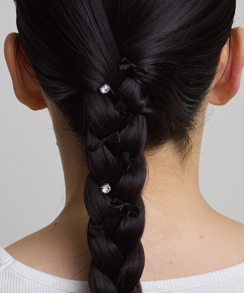 Zoule(ゾーラ)の「Zoule ゾーラ:rudans リボン ヘアピン セットUピン(ヘアピン・レディース・グレー/ブラック/ライトベージュ/カーキ・FREE)」の5枚目の写真