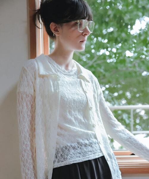 URBAN RESEARCH(アーバンリサーチ)の「ストレッチレースTシャツ(Tシャツ/カットソー・レディース・ブラック/オフホワイト・FREE)」の3枚目の写真