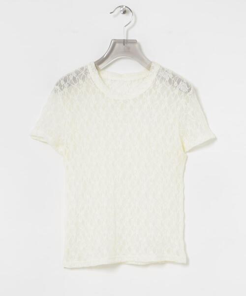 URBAN RESEARCH(アーバンリサーチ)の「ストレッチレースTシャツ(Tシャツ/カットソー・レディース・ブラック/オフホワイト・FREE)」の20枚目の写真