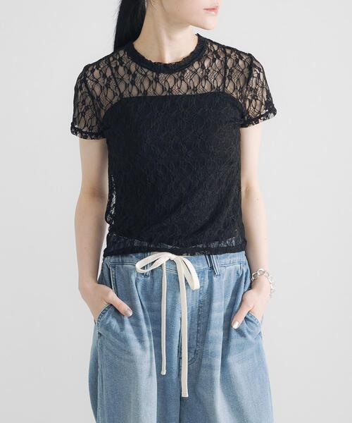 URBAN RESEARCH(アーバンリサーチ)の「ストレッチレースTシャツ(Tシャツ/カットソー・レディース・ブラック/オフホワイト・FREE)」の17枚目の写真