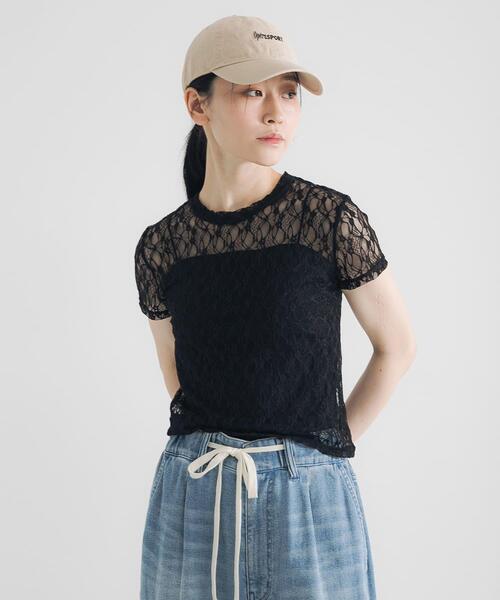 URBAN RESEARCH(アーバンリサーチ)の「ストレッチレースTシャツ(Tシャツ/カットソー・レディース・ブラック/オフホワイト・FREE)」の16枚目の写真