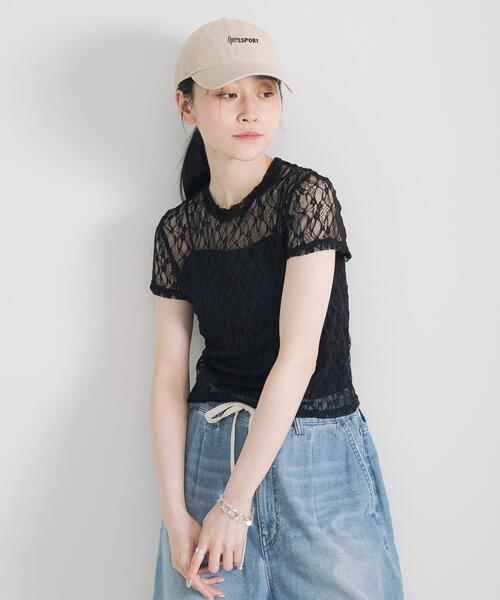 URBAN RESEARCH(アーバンリサーチ)の「ストレッチレースTシャツ(Tシャツ/カットソー・レディース・ブラック/オフホワイト・FREE)」の14枚目の写真