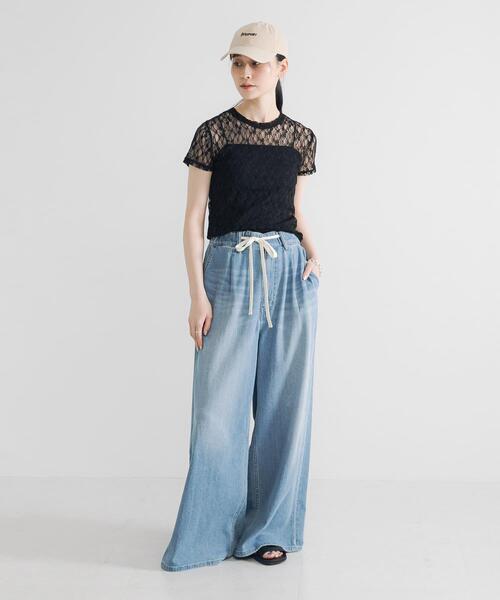 URBAN RESEARCH(アーバンリサーチ)の「ストレッチレースTシャツ(Tシャツ/カットソー・レディース・ブラック/オフホワイト・FREE)」の12枚目の写真