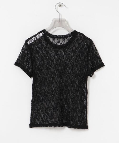 URBAN RESEARCH(アーバンリサーチ)の「ストレッチレースTシャツ(Tシャツ/カットソー・レディース・ブラック/オフホワイト・FREE)」の6枚目の写真