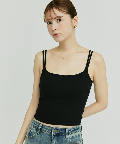 Olu.(オルドット)の「カップ付きダブルストラップキャミソール(キャミソール・レディース・イエロー/ホワイト/ブラック/グレー・FREE)」の12枚目の写真