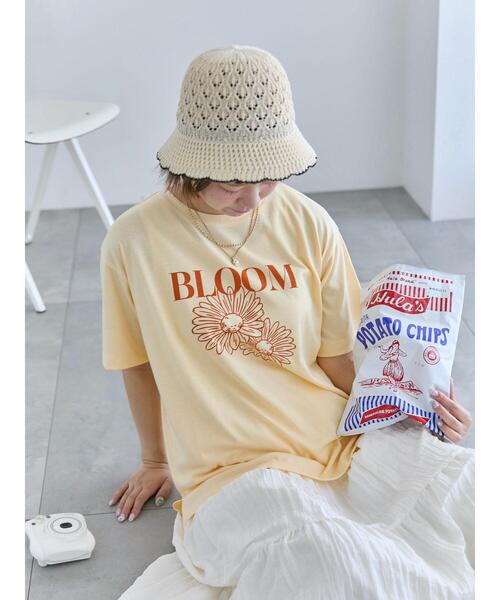 ehka sopo（エヘカソポ）の「花モチーフTシャツ（Tシャツ/カットソー・レディース・オフホワイト/ネイビー/イエロー・F）」の15枚目の写真
