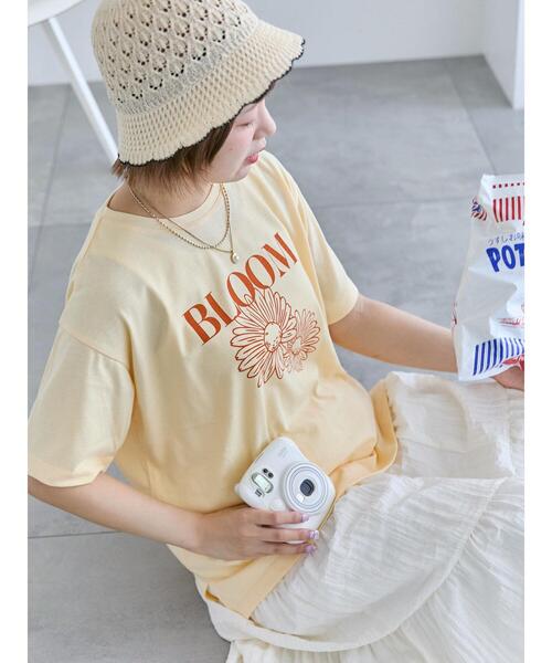 ehka sopo（エヘカソポ）の「花モチーフTシャツ（Tシャツ/カットソー・レディース・オフホワイト/ネイビー/イエロー・F）」の17枚目の写真