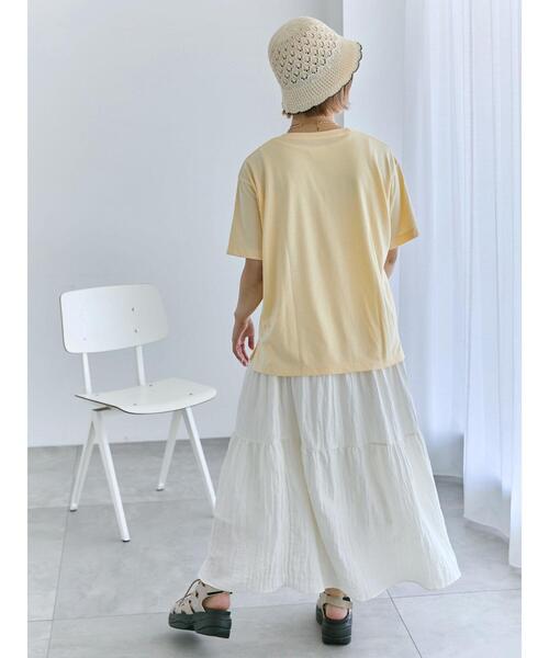 ehka sopo（エヘカソポ）の「花モチーフTシャツ（Tシャツ/カットソー・レディース・オフホワイト/ネイビー/イエロー・F）」の22枚目の写真