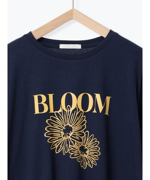 ehka sopo（エヘカソポ）の「花モチーフTシャツ（Tシャツ/カットソー・レディース・オフホワイト/ネイビー/イエロー・F）」の5枚目の写真