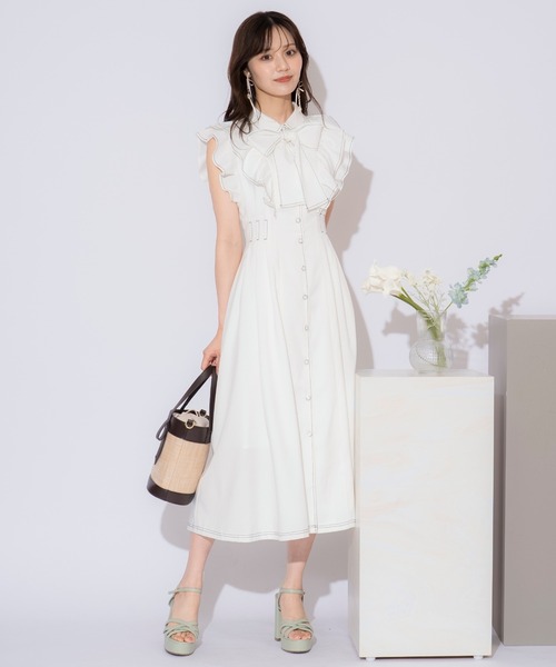 WILLSELECTION(ウィルセレクション)の「リボンタイタックウエストシャツワンピース(ワンピース・レディース・ネイビー/ミント/ピンク/ブラック/オフホワイト・FREE)」の2枚目の写真