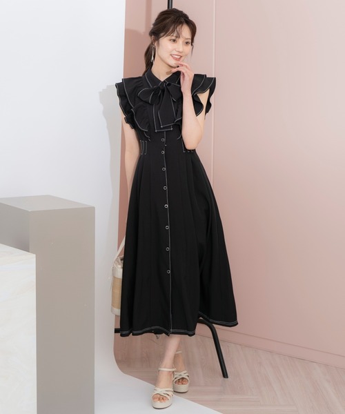 WILLSELECTION(ウィルセレクション)の「リボンタイタックウエストシャツワンピース(ワンピース・レディース・ネイビー/ミント/ピンク/ブラック/オフホワイト・FREE)」の3枚目の写真