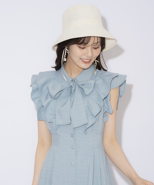 WILLSELECTION(ウィルセレクション)の「リボンタイタックウエストシャツワンピース(ワンピース・レディース・ネイビー/ミント/ピンク/ブラック/オフホワイト・FREE)」の6枚目の写真
