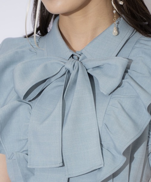 WILLSELECTION(ウィルセレクション)の「リボンタイタックウエストシャツワンピース(ワンピース・レディース・ネイビー/ミント/ピンク/ブラック/オフホワイト・FREE)」の8枚目の写真