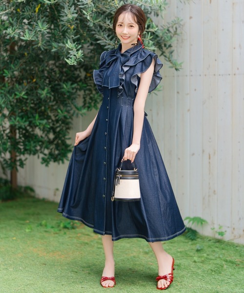 WILLSELECTION(ウィルセレクション)の「リボンタイタックウエストシャツワンピース(ワンピース・レディース・ネイビー/ミント/ピンク/ブラック/オフホワイト・FREE)」の15枚目の写真