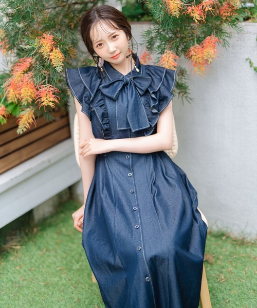 WILLSELECTION(ウィルセレクション)の「リボンタイタックウエストシャツワンピース(ワンピース・レディース・ネイビー/ミント/ピンク/ブラック/オフホワイト・FREE)」の16枚目の写真