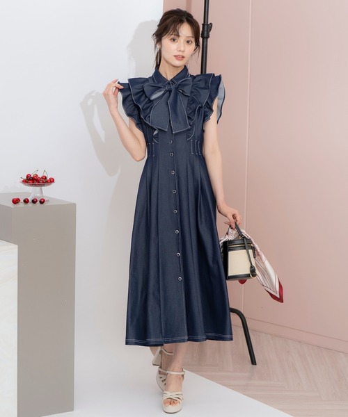 WILLSELECTION(ウィルセレクション)の「リボンタイタックウエストシャツワンピース(ワンピース・レディース・ネイビー/ミント/ピンク/ブラック/オフホワイト・FREE)」の12枚目の写真