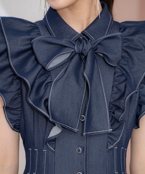 WILLSELECTION(ウィルセレクション)の「リボンタイタックウエストシャツワンピース(ワンピース・レディース・ネイビー/ミント/ピンク/ブラック/オフホワイト・FREE)」の20枚目の写真