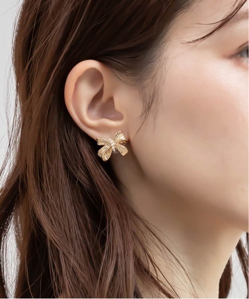 RANDA（ランダ）の「ビジューリボンピアス（ピアス（両耳用）・レディース・シルバー/ゴールド・FREE）」の6枚目の写真