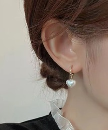 YU-KA:ハートドロップフープピアス Heart drop hoop pierce