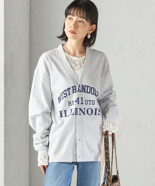 セール】【SHIPS別注】Odub:Vネック ロゴ カーディガン（カーディガン