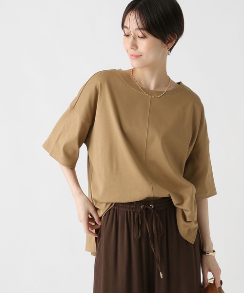 Elura（エルーラ）の「汗じみ軽減５分袖Ｔシャツ / 582969（Tシャツ/カットソー・レディース・キャメル/ホワイト/チャコールグレー/ブラック・FREE）」の4枚目の写真