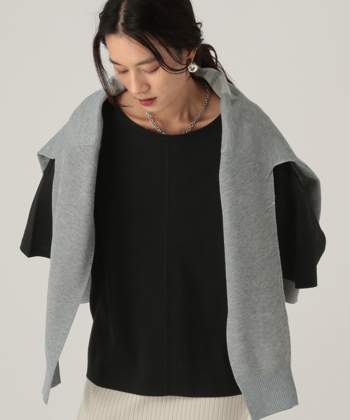 Elura（エルーラ）の「汗じみ軽減５分袖Ｔシャツ / 582969（Tシャツ/カットソー・レディース・キャメル/ホワイト/チャコールグレー/ブラック・FREE）」の2枚目の写真