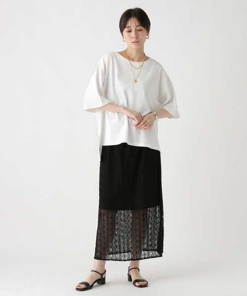 Elura（エルーラ）の「汗じみ軽減５分袖Ｔシャツ / 582969（Tシャツ/カットソー・レディース・キャメル/ホワイト/チャコールグレー/ブラック・FREE）」の12枚目の写真