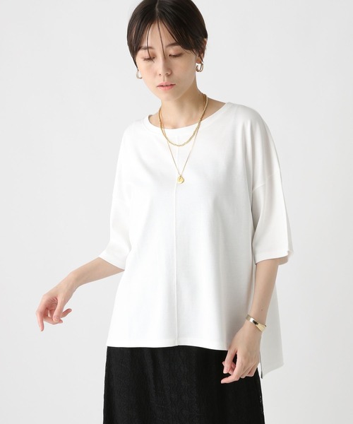 Elura（エルーラ）の「汗じみ軽減５分袖Ｔシャツ / 582969（Tシャツ/カットソー・レディース・キャメル/ホワイト/チャコールグレー/ブラック・FREE）」の14枚目の写真