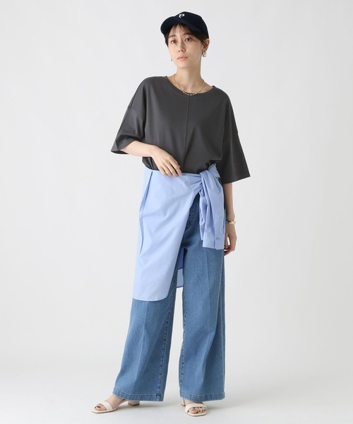 Elura（エルーラ）の「汗じみ軽減５分袖Ｔシャツ / 582969（Tシャツ/カットソー・レディース・キャメル/ホワイト/チャコールグレー/ブラック・FREE）」の20枚目の写真