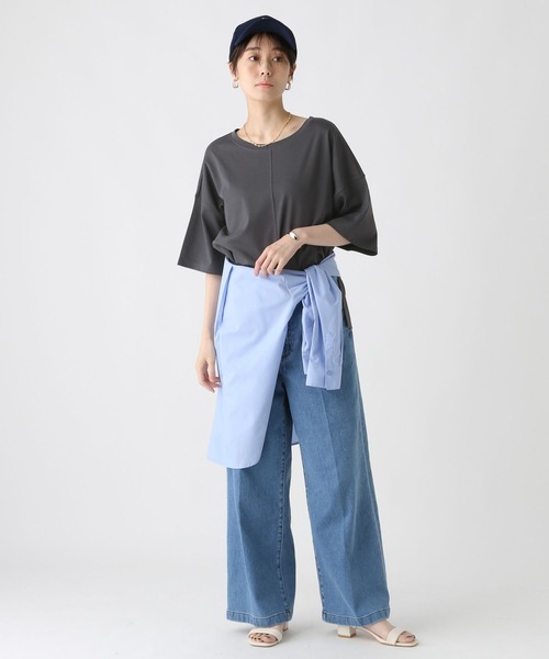 Elura（エルーラ）の「汗じみ軽減５分袖Ｔシャツ / 582969（Tシャツ/カットソー・レディース・キャメル/ホワイト/チャコールグレー/ブラック・FREE）」の22枚目の写真