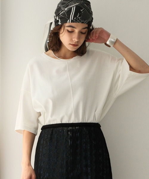 Elura（エルーラ）の「汗じみ軽減５分袖Ｔシャツ / 582969（Tシャツ/カットソー・レディース・キャメル/ホワイト/チャコールグレー/ブラック・FREE）」の5枚目の写真