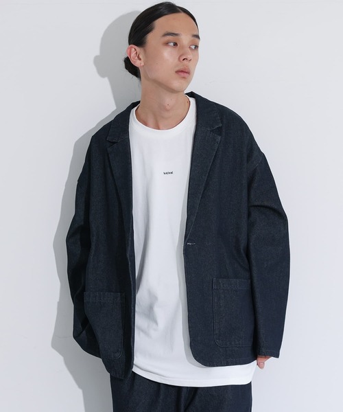 mi and mou デニムテイラードジャケット tailored denim jacket｜ブラック | MI AND MOU