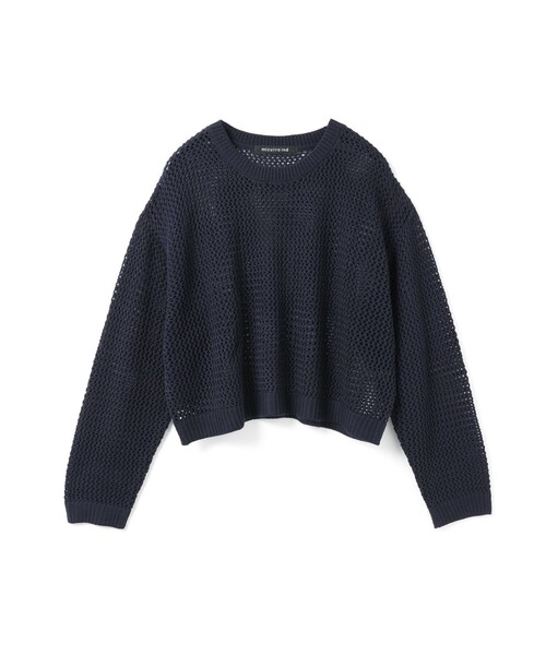 mizuiroind(ミズイロインド)の「mizuiro ind メッシュクルーネックプルオーバー(ニット/セーター・レディース・ネイビー/ライトグレー/ブラック・FREE)」の4枚目の写真